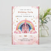 Dreamy Rainbow Princess Castle 3rd Birthday Kaart (Staand voorkant)