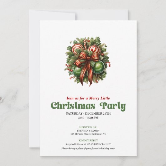 Dreamy retro Christmas decoration party invitation Kaart (Voorkant)