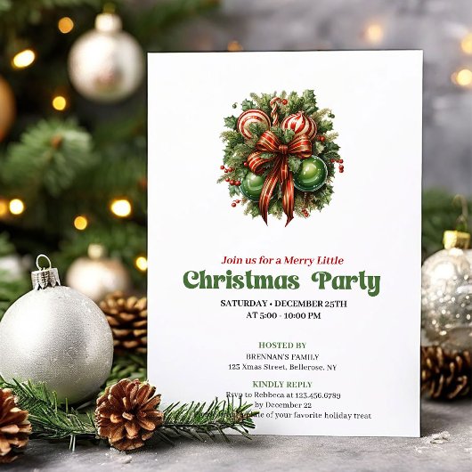 Dreamy retro Christmas decoration party invitation Kaart