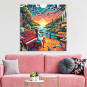 Dreamy Riverfront Harmony Canvas Afdruk (Insitu (Woonkamer))