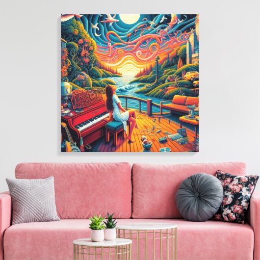 Dreamy Riverfront Harmony Canvas Afdruk (Insitu (Woonkamer))