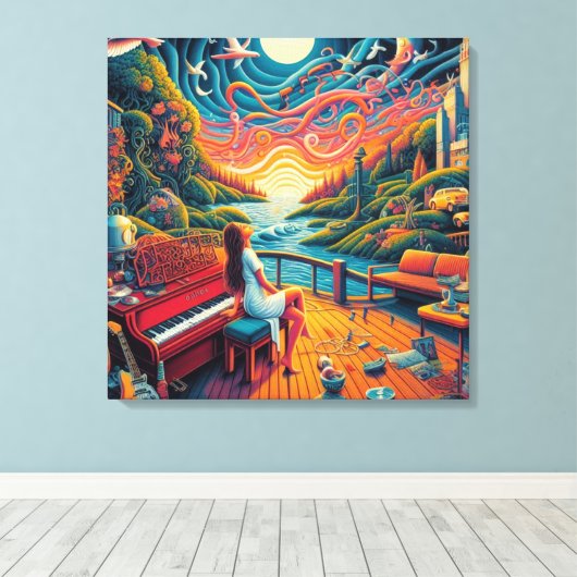 Dreamy Riverfront Harmony Canvas Afdruk (Insitu (Houten vloer))