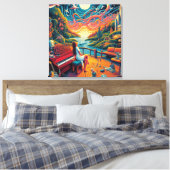 Dreamy Riverfront Harmony Canvas Afdruk (Insitu (Slaapkamer))