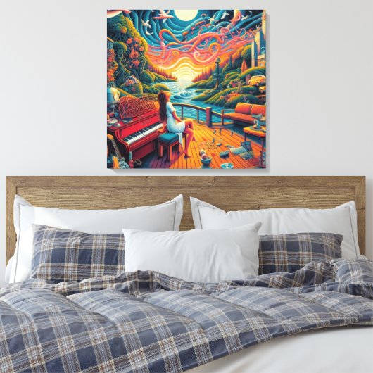 Dreamy Riverfront Harmony Canvas Afdruk (Insitu (Slaapkamer))