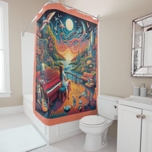 Dreamy Riverfront Harmony Douchegordijn (In situ)