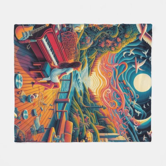 Dreamy Riverfront Harmony Fleece Deken (Voorkant (Horizontaal))