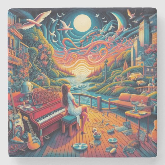 Dreamy Riverfront Harmony Stenen Onderzetter (Voorkant)