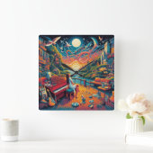 Dreamy Riverfront Harmony Vierkante Klok (Huis)