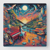 Dreamy Riverfront Harmony Vierkante Klok (Voorkant)