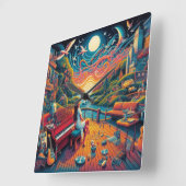 Dreamy Riverfront Harmony Vierkante Klok (Hoek)