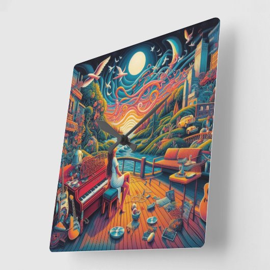 Dreamy Riverfront Harmony Vierkante Klok (Hoek)