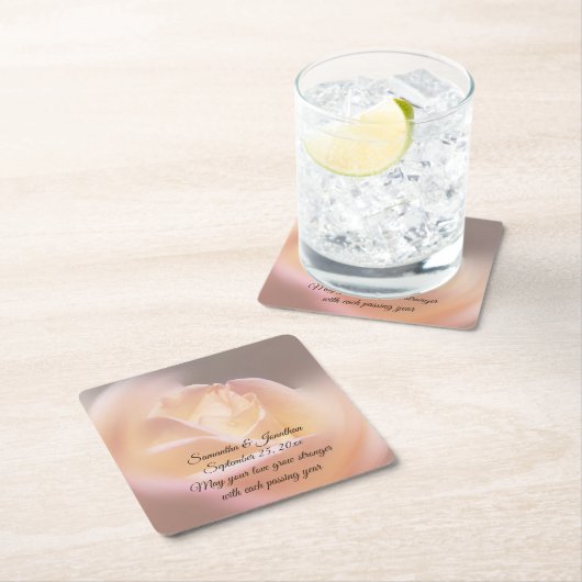 Dreamy Rose Flower Personalized Wedding  Kartonnen Onderzetters (Insitu)