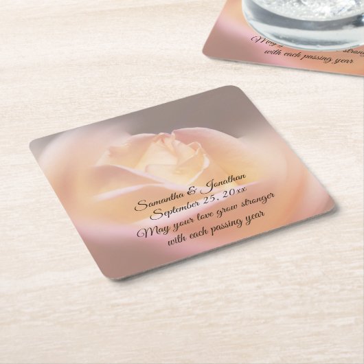 Dreamy Rose Flower Personalized Wedding  Kartonnen Onderzetters (Schuin)