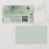Dreamy Sage Green & Gold Watercolor QR Code Visitekaartje (Voorkant / Achterkant)