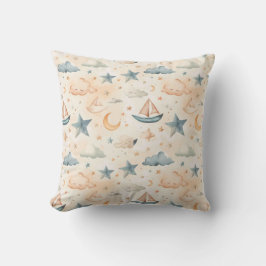 Dreamy Sailboats & Stars Throw Pillow Kussen
