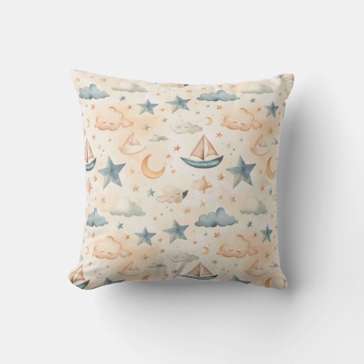 Dreamy Sailboats & Stars Throw Pillow Kussen (Voorkant)