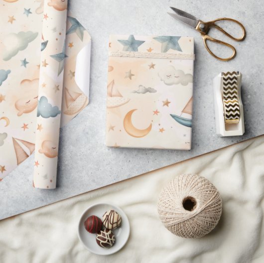 Dreamy Sailboats & Stars Wrapping Paper Cadeaupapier (Crafts)