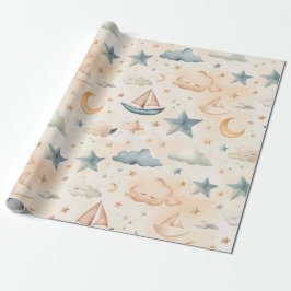 Dreamy Sailboats & Stars Wrapping Paper Cadeaupapier