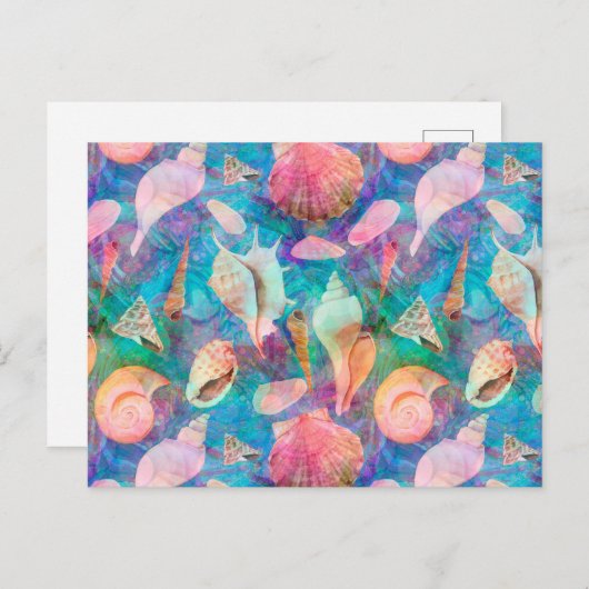 DREAMY SEASHELLS BLUE BRIEFKAART (Voorkant / Achterkant)