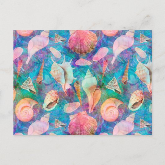 DREAMY SEASHELLS BLUE BRIEFKAART (Voorkant)