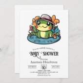 Dreamy Simple Frog Baby shower Kaart (Voorkant / Achterkant)