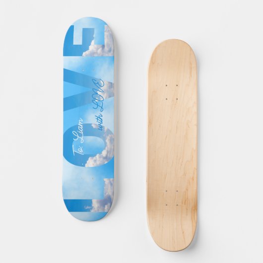 Dreamy Sky LOVE Typography Romantic Persoonlijk Skateboard (Voorkant)
