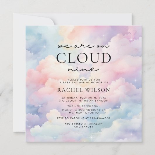 Dreamy Sky We zijn op Cloud Nine Baby shower Kaart (Voorkant)