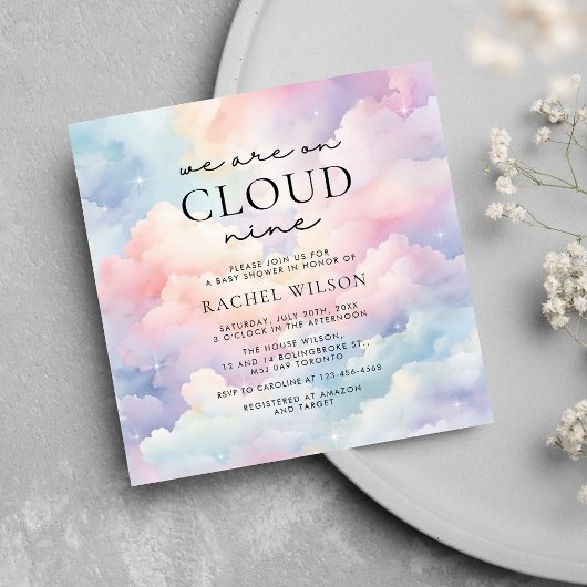 Dreamy Sky We zijn op Cloud Nine Baby shower Kaart