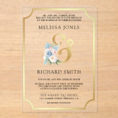 Dreamy Soft Blue Pink Floral Wedding Acryl Uitnodigingen (Voorkant)