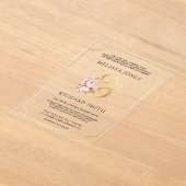 Dreamy Soft Pink Floral Gold Wedding Acryl Uitnodigingen (Laagn)