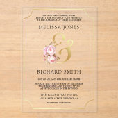 Dreamy Soft Pink Floral Gold Wedding Acryl Uitnodigingen (Voorkant)
