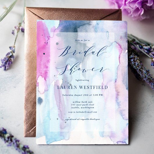 Dreamy Spring Watercolor Bridal Shower Invitation Kaart