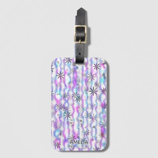 Dreamy Starburst Waves Pattern Personalized Bagagelabel (Voorkant (verticaal))