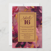 Dreamy Sweet 16 Burgundy Blush Boho Invitation Kaart (Voorkant)