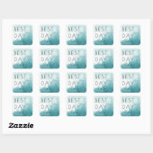 Dreamy Teal Watercolor Celebration Vierkante Sticker (Vel)