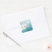 Dreamy Teal Watercolor Celebration Vierkante Sticker (Envelop)