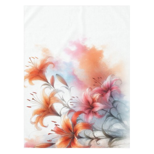 Dreamy Tiger Lily Waterverf Tafelkleed (Voorkant)