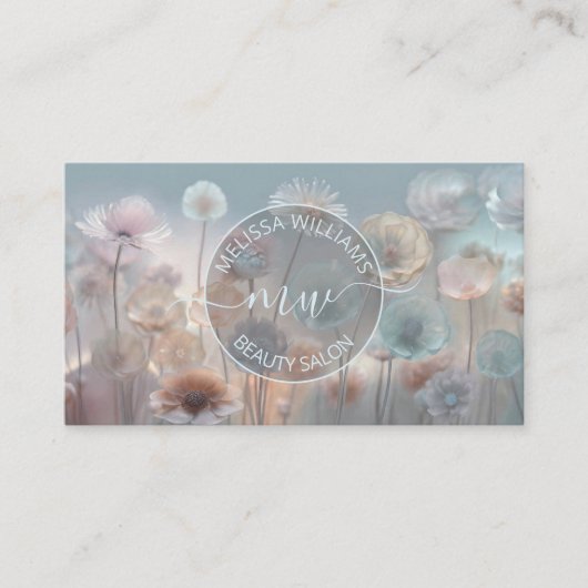Dreamy Transparent Flowers Logo Visitekaartje (Voorkant)