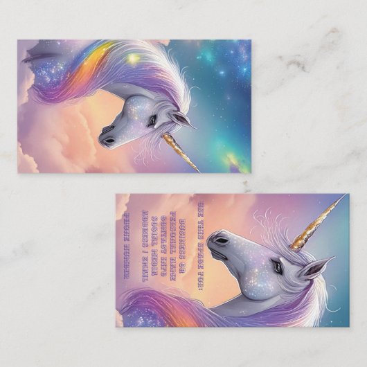 Dreamy Unicorn Glitter Pastel Galaxy Cosmic Clouds Visitekaartje (Voorkant / Achterkant)