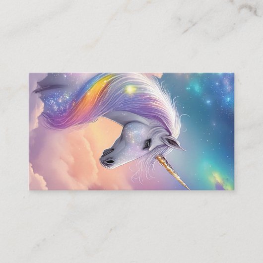 Dreamy Unicorn Glitter Pastel Galaxy Cosmic Clouds Visitekaartje (Voorkant)