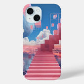 Dreamy Vaporwave Staircase iPhone 15 Case (Achterkant)