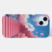 Dreamy Vaporwave Staircase iPhone 15 Case (Achterkant (horizontaal))
