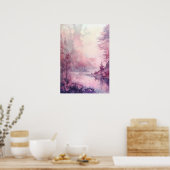 Dreamy Watercolor Forest in Rose Hues Poster (Keuken)