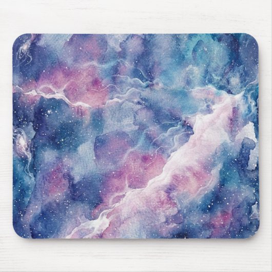 Dreamy Watercolor Galaxy & Stars Mouse Pad Muismat (Voorkant)