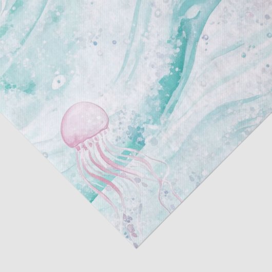 Dreamy Watercolor Jellyfish Ocean Pattern (4) Tissuepapier (Detail)