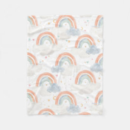 Dreamy Watercolor Pastel Nursery Blanket | Rainbow Fleece Deken
