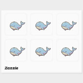 Dreamy Whale – Cute Kawaii Animal Illustration Vierkante Sticker (Vel)