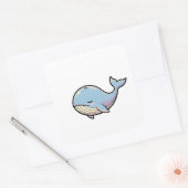 Dreamy Whale – Cute Kawaii Animal Illustration Vierkante Sticker (Envelop)