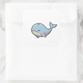 Dreamy Whale – Cute Kawaii Animal Illustration Vierkante Sticker (Tas)