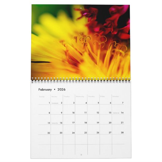 Dreamy whimsical flowers 2026 custom calendar kalender (Feb 2026)